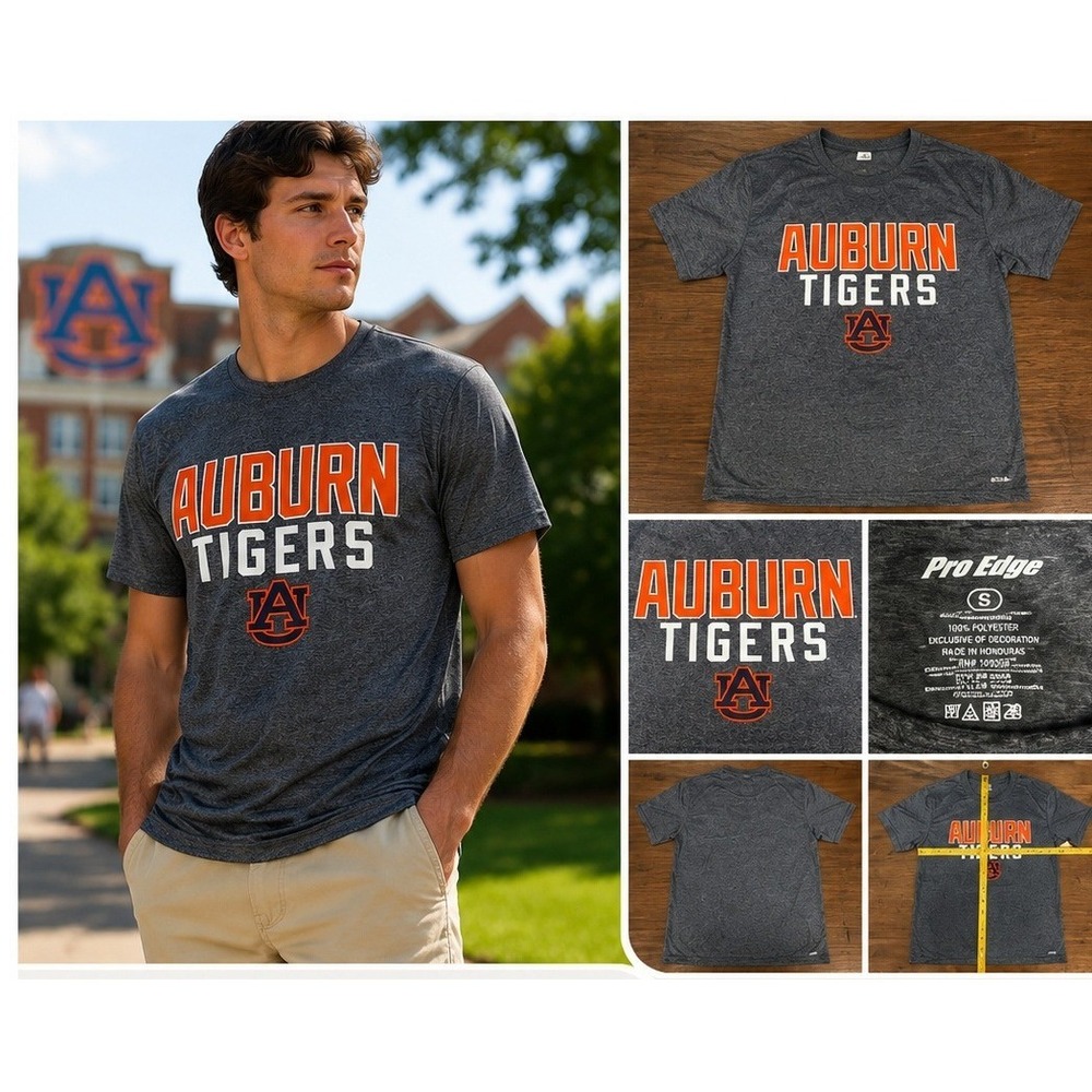 Auburn Tigers Performance Tee Mens Small Gray NCAA‎ Athletic Graphic Shirt